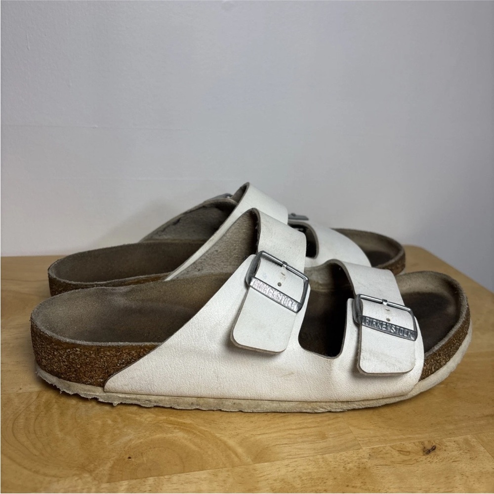 Birkenstock Arizona Sandals Adjustable Straps With Buckle White Upper sz 42 - Picture 4 of 12